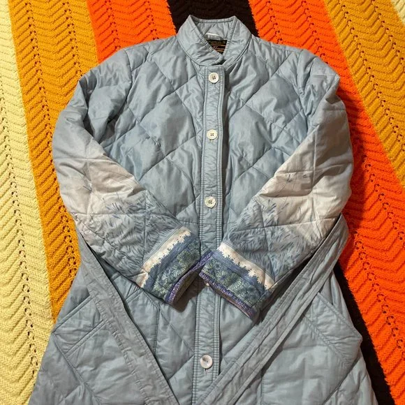 Vintage 70s Goose Downfilled Quilted Pastel blue floor length winter jacket! - Picture 13 of 15